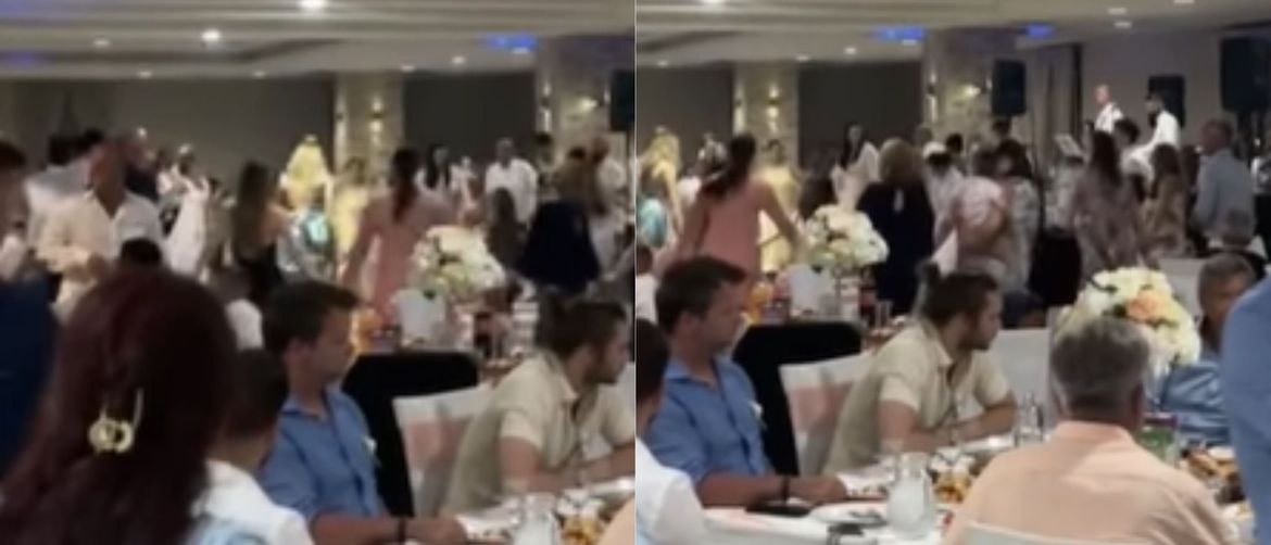 Ljudi na svadbi i dijete koja spava