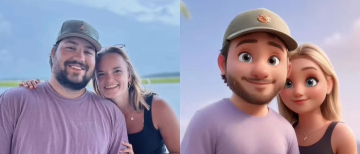 Mladi par prije i nakon uređivanja fotografije umjetnom inteligencijom