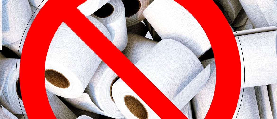toaletni papir i znak zabrane