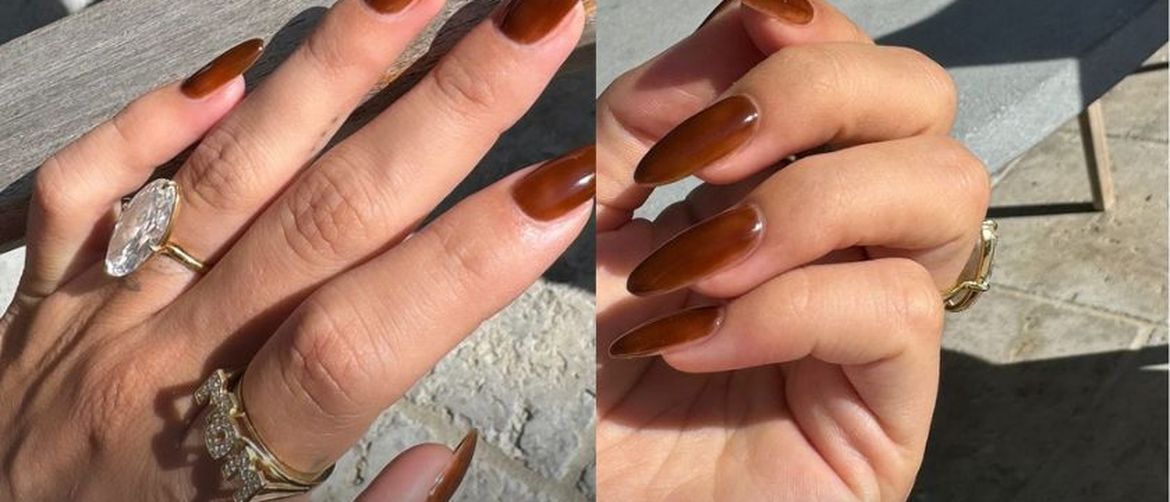 Jesenska manikura Hailey Bieber