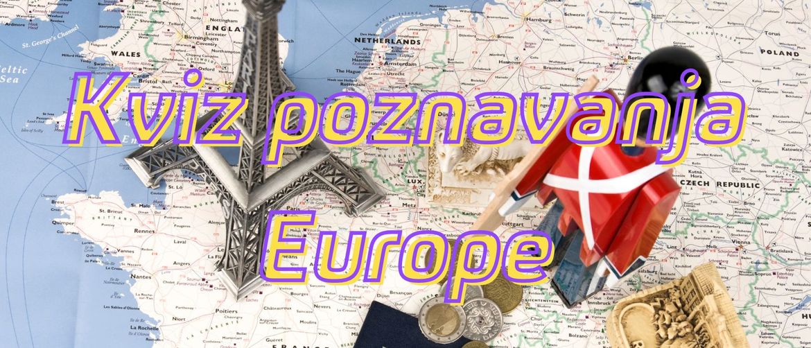 Geografska karta Europe i znamenitosti nekoliko zemlja uz novac i putovnicu