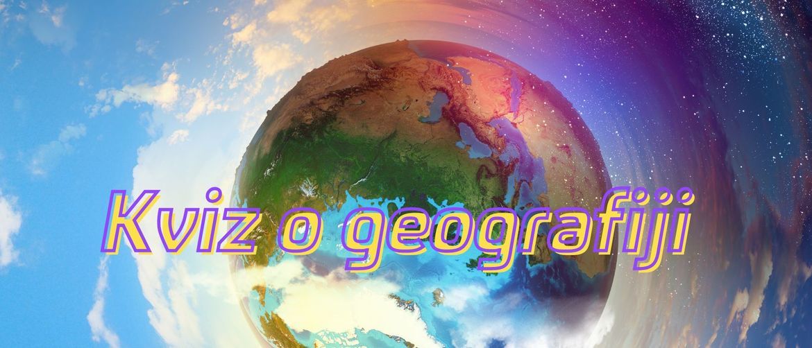 Zemlja kako pluta svemirom uz natpis kviz o geografiji