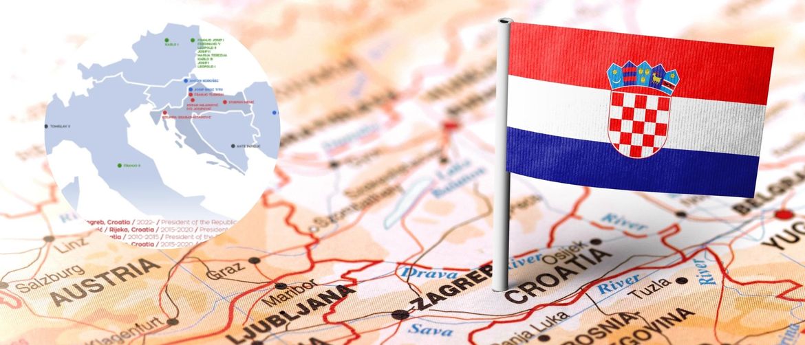 Karta Hrvatske s mjestima rođenja vladara