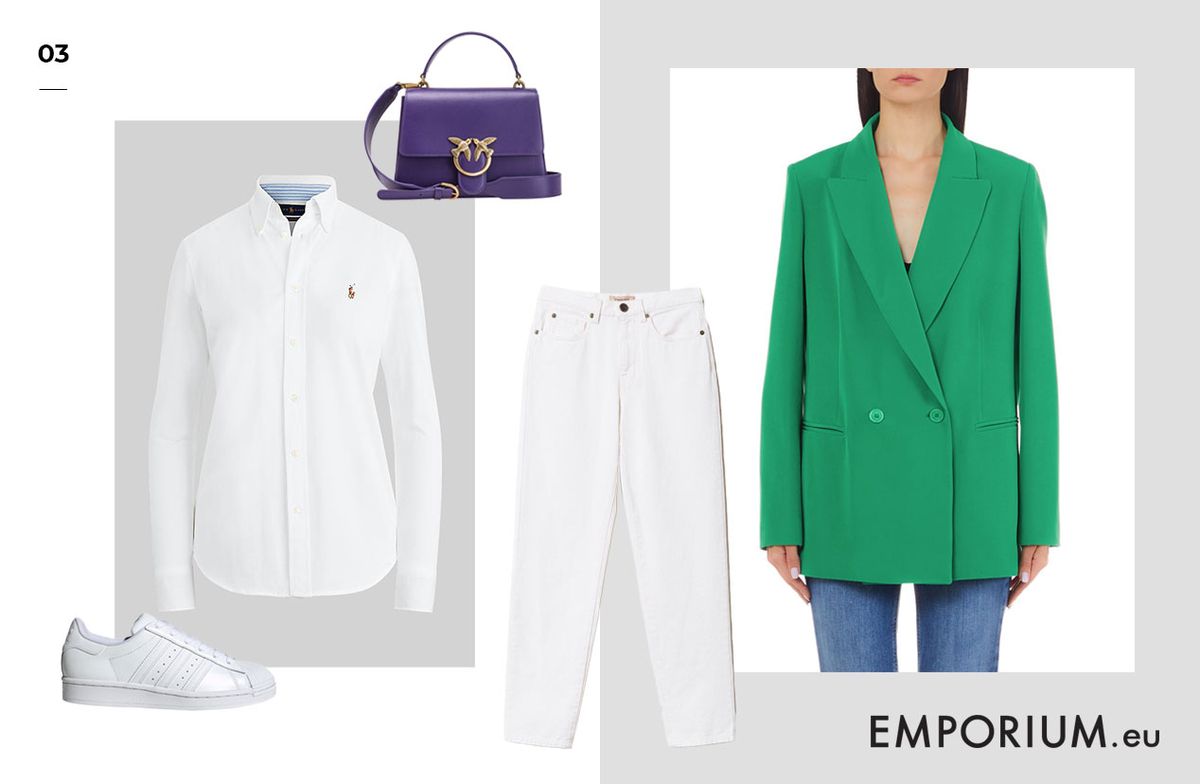 Sako Liu Jo, košulja Polo Ralph Lauren, tenisice Adidas, traperice Twinset, torbica Pinko