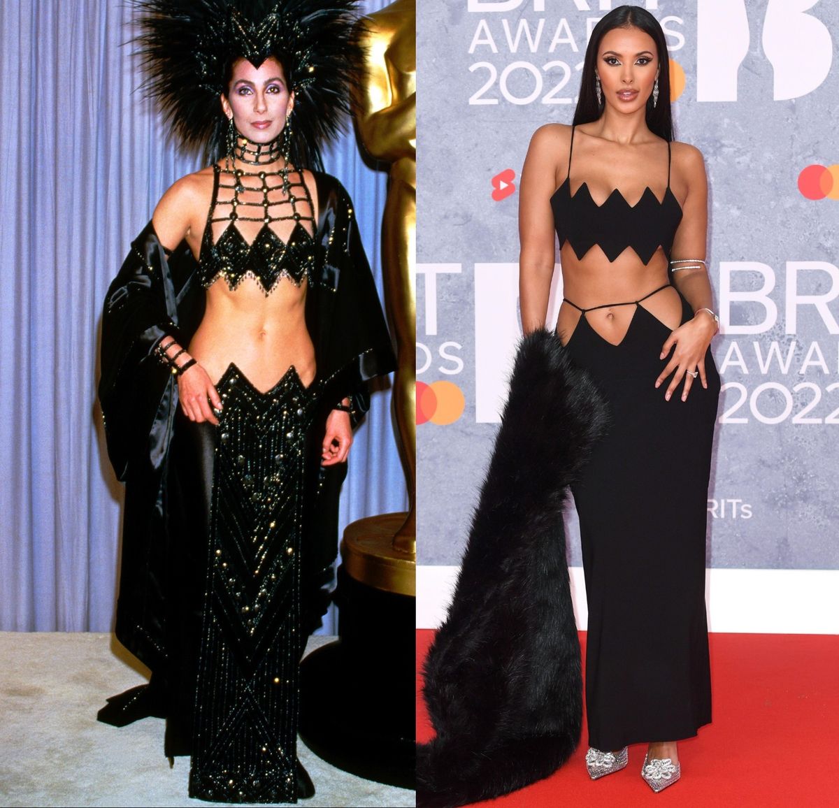 Maya Jama na dodjeli Brit Awardsa 2022. nosila je haljinu po uzoru na Cher iz 1986. s Oscara