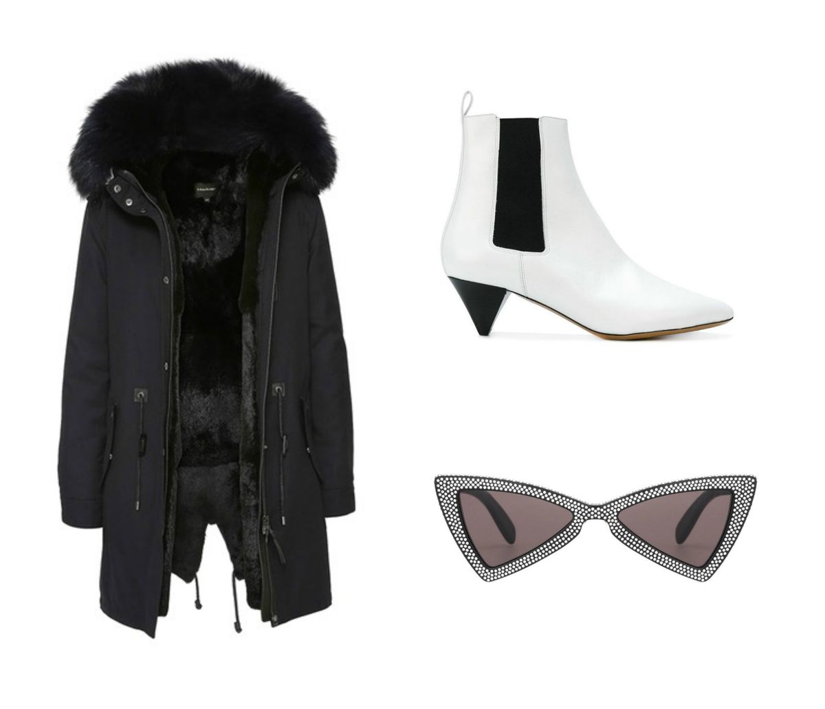 Jakna brenda Mackage, naočale Saint Laurent i gležnjače Isabel Marant