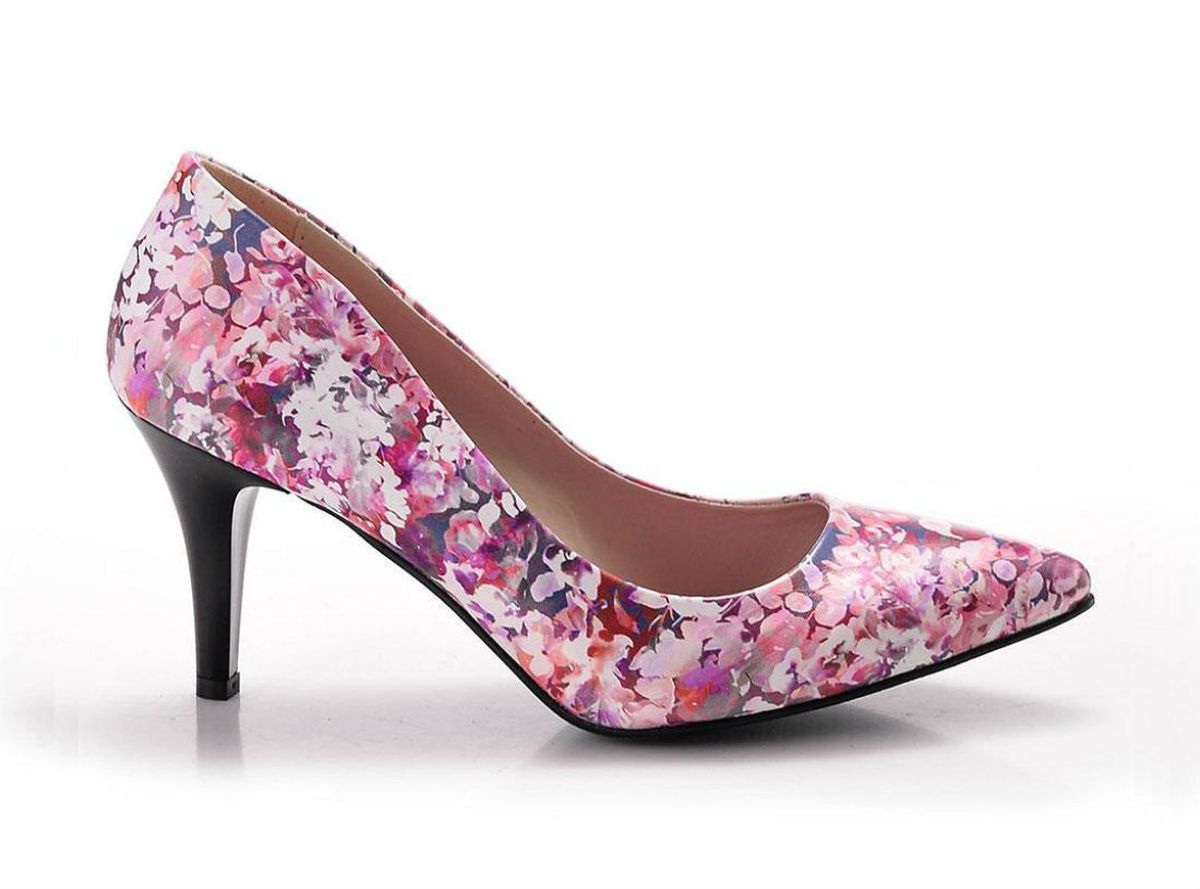 Cipele na visoku potpeticu s cvjetnim dezenom - 3