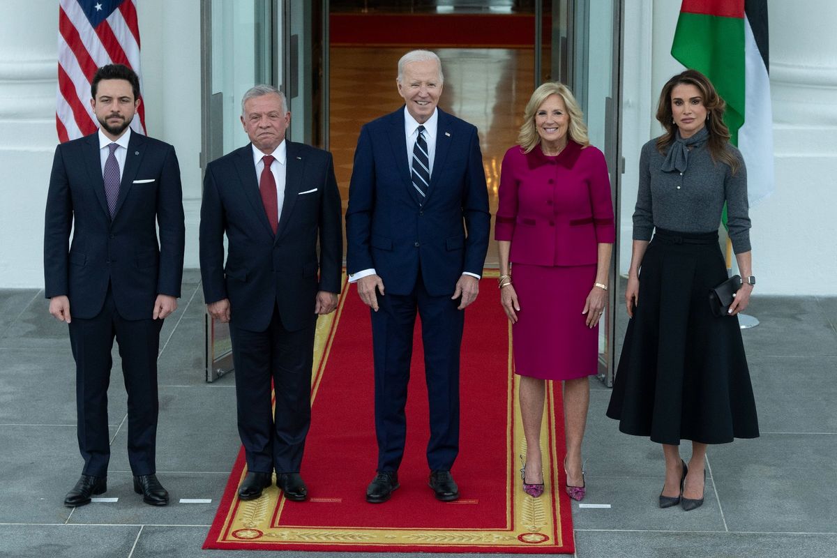 Princ Hussein, kralj Abdullah II., Joe Biden, Jill Biden i kraljica Rania