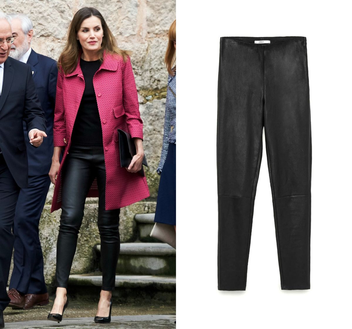 Letizia u kožnatim tajicama brenda Uterque