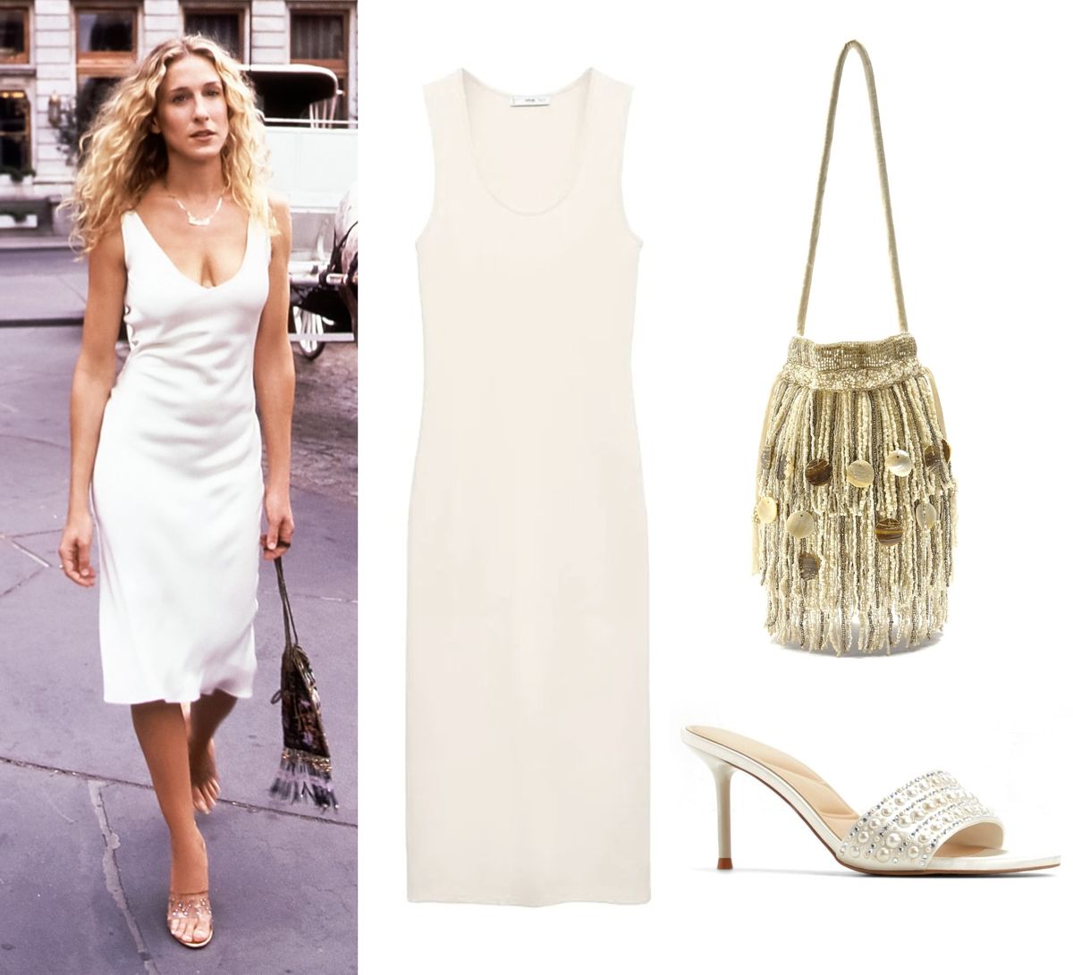 Kombinacija s bijelom haljinom po uzoru na Carrie Bradshaw