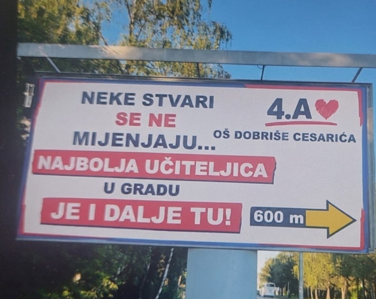 Jumbo plakat za učiteljicu Mihaelu Koren