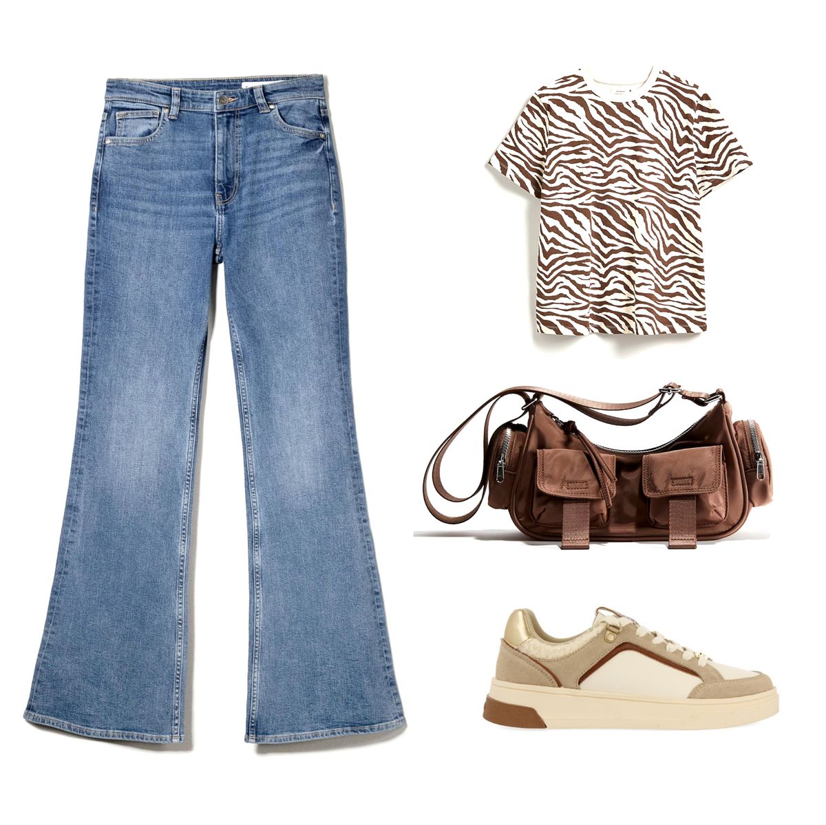 Ležerna kombinacija s trapezicama, majicom i tenisicama