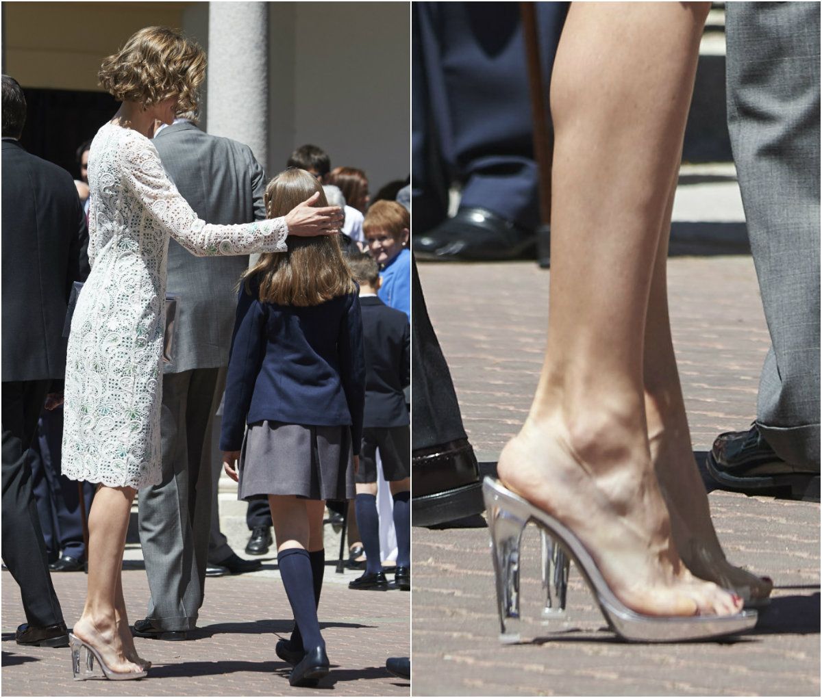 Kraljica na prvoj pričesti svoje kćerkice u PVC štiklama s potpeticom od pleksiglasa