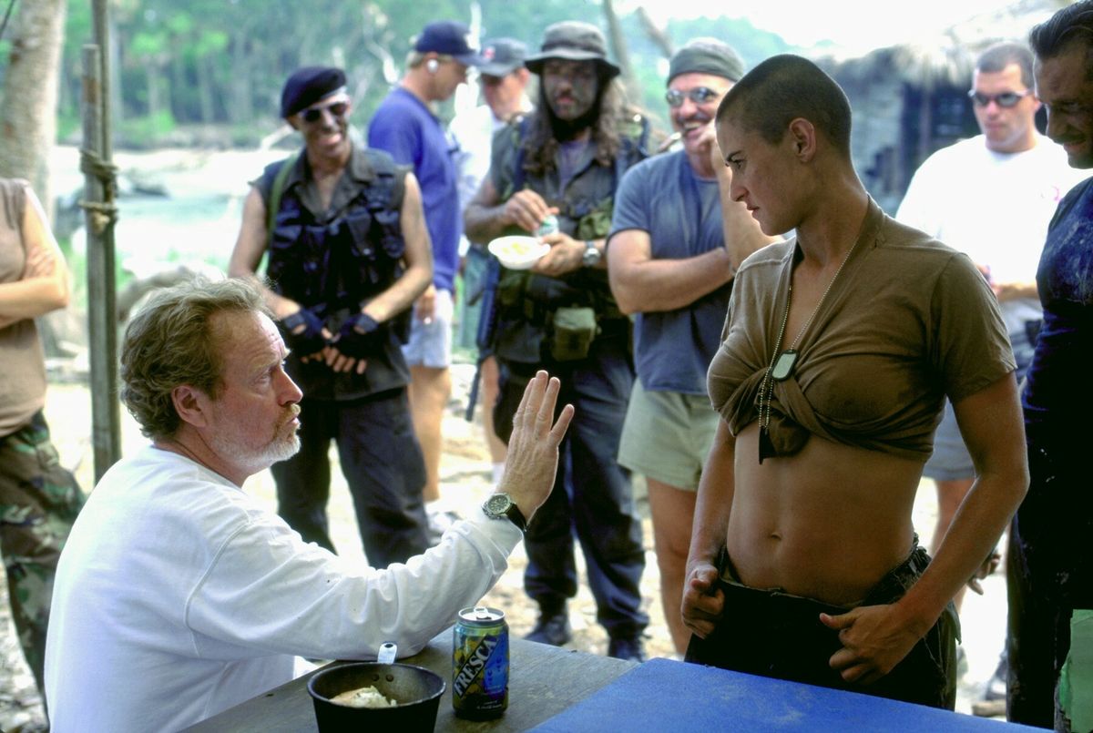 Ridley Scott i Demi Moore na setu filma G.I. Jane