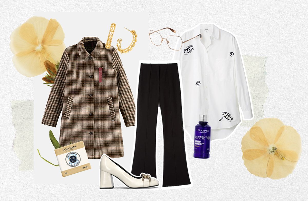 Košulja- Desigual; Cipele- CCC, Hlače- Terranova, Sapun i mlijeko za tijelo - L'Occitane; Kaput- Scotch&Soda