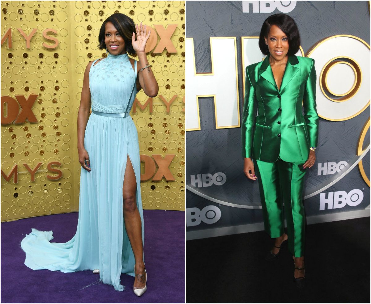 Regina King na dodjeli u plavoj haljini Jasona Wua i na zabavi u zelenom odijelu