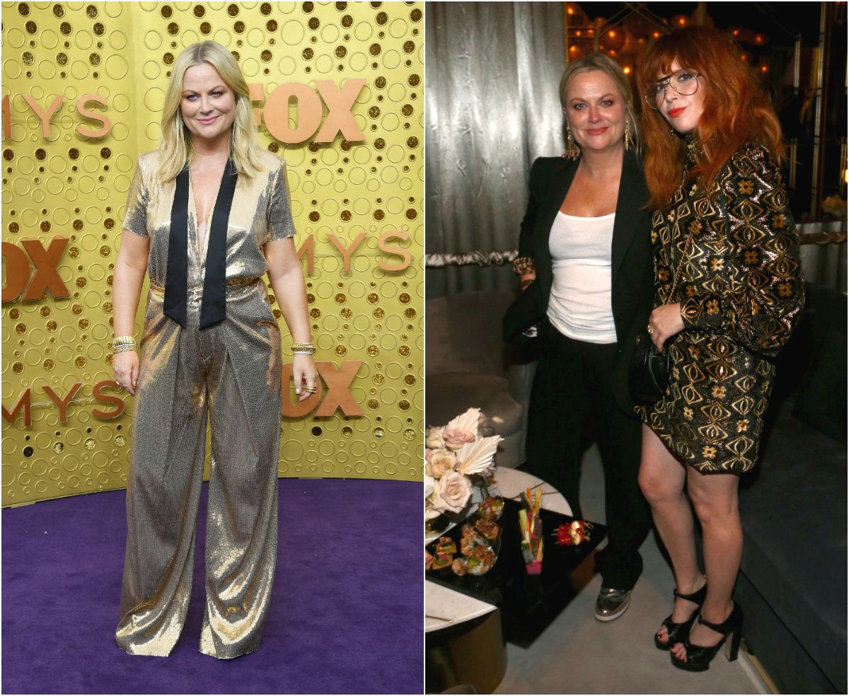 Amy Poehler na dodjeli u zlatnom kombinezonu brenda Greta Constantine i crnom odijelu na afterpartyju