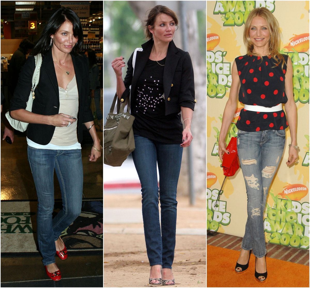 Cameron Diaz u skinny trapericama 2004., 2007. i 2009.