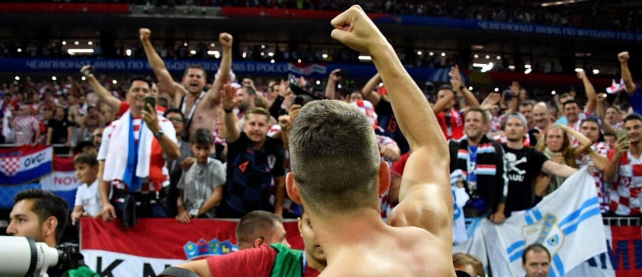 Hrvatski navijači na utakmici Hrvatske i Engleske u Rusiji