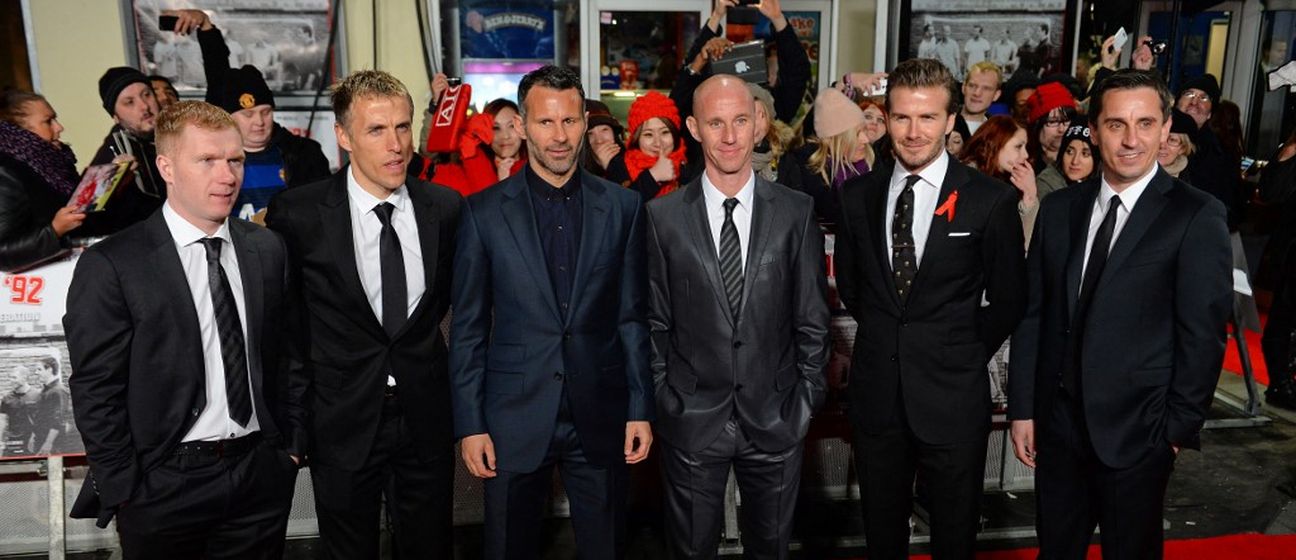 Paul Scholes, Phil Neville, Ryan Giggs, Nicky Butt, David Beckham i Gary Neville