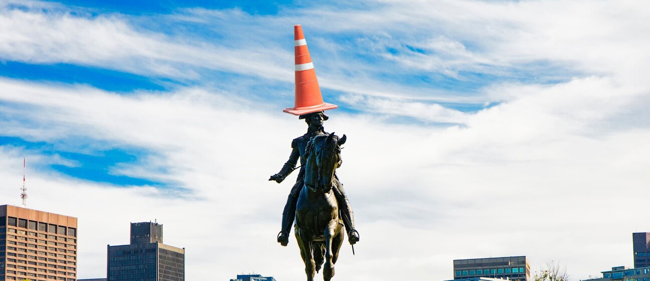 Kip u Bostonu s čunjem na glavi