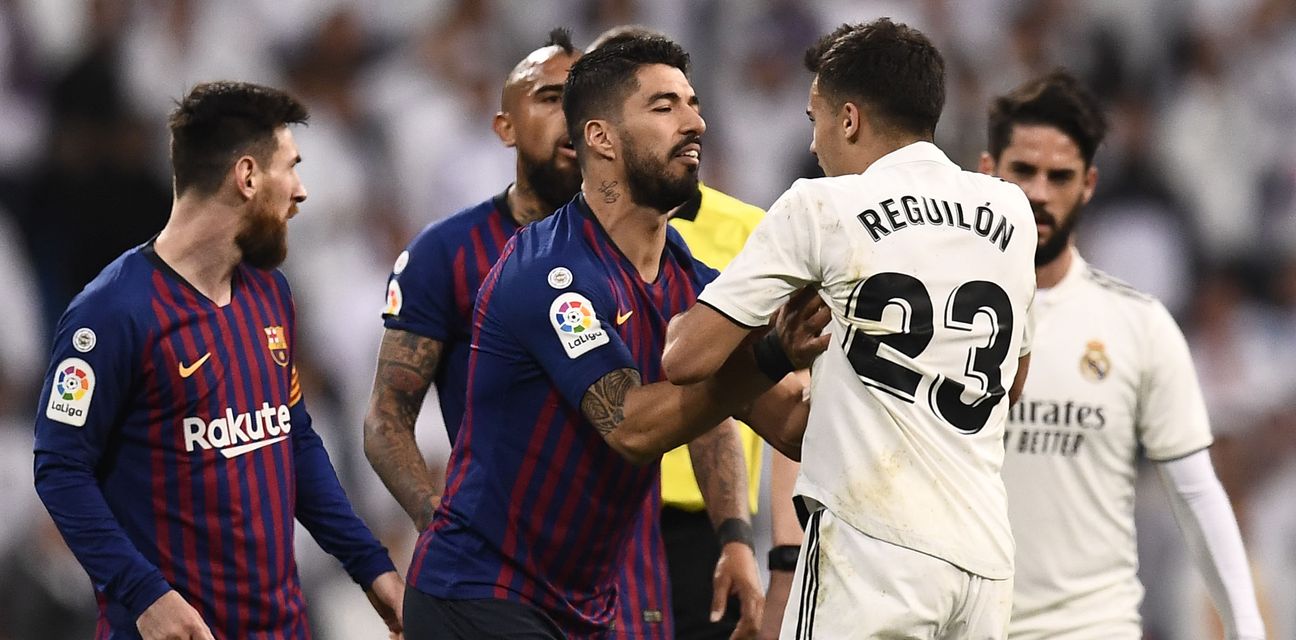 Reguilon, Suarez i Messi (Foto: AFP)