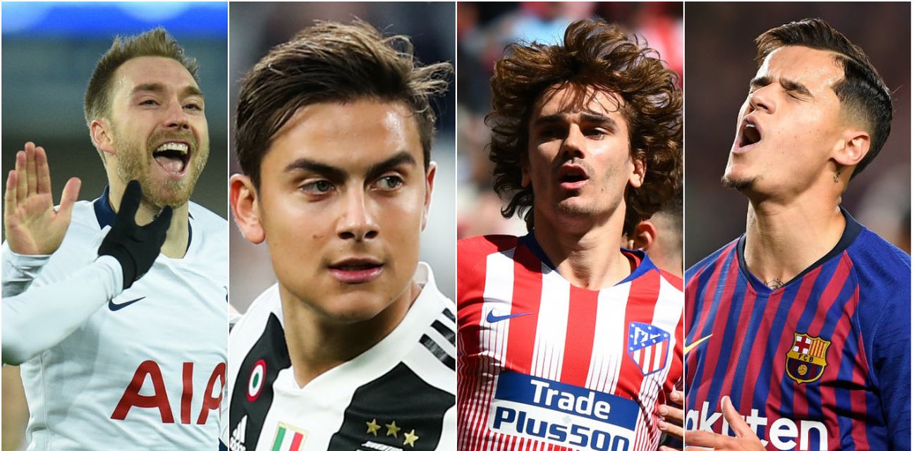 Eriksen, Dybala, Griezmann i Coutinho (Foto: AFP)