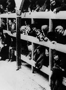 Zatvorenice logora u barakama nakon oslobođenja Auschwitza