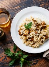 Rižoto s porilukom i šampinjonima