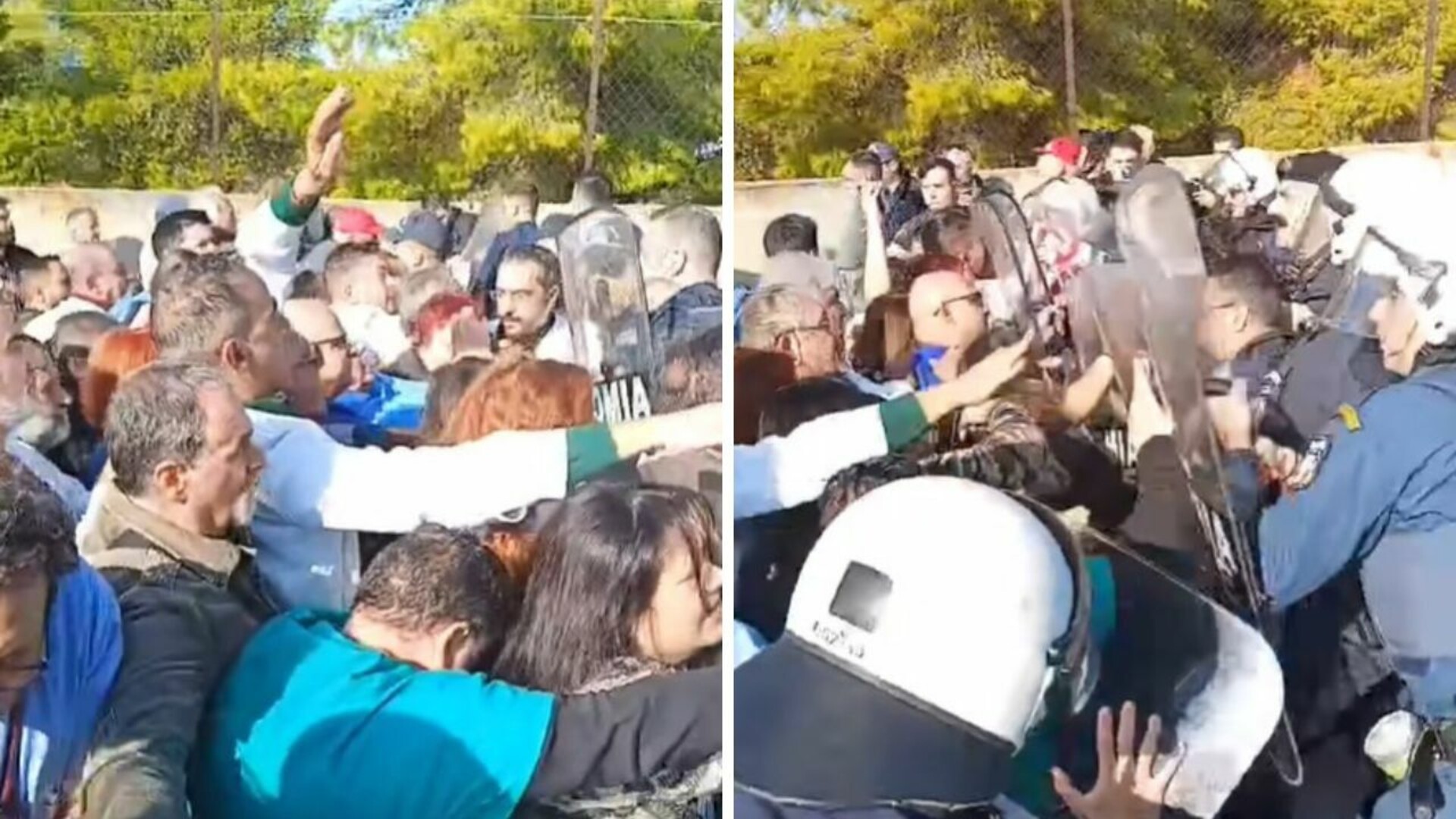 VIDEO Liječnici prosvjedovali, interventna policija krenula na njih: Izvadili su palice i sprejeve...