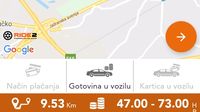 Cijena vožnje Špansko - Lanište službom Ride2 (Foto: Čitatelj)