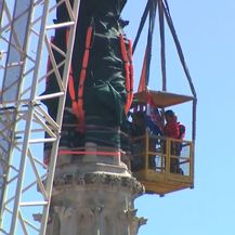 Pripreme za rušenje vrha tornja zagrebačke katedrale