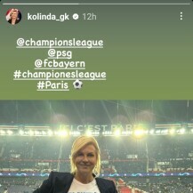 Kolinda Grabar-Kitarović na utakmici između Bayerna i PSG-a