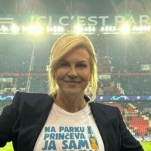 Kolinda Grabar-Kitarović na utakmici između Bayerna i PSG-a