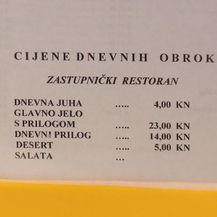 Cjenik u saborskom restoranu