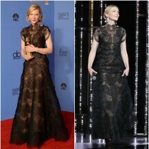 Cate Blanchett na dodjeli Zlatnih globusa 2014. i u Cannesu 2018.