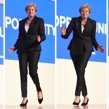 Theresa May plešući stigla na podij na konferencije Konzervativne stranke (Foto: AFP)