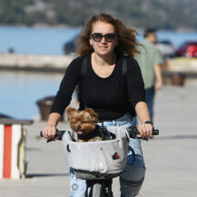 Psić Rafo iz Šibenika uživa u vožnji biciklom sa svojom vlasnicom Andreom - 1