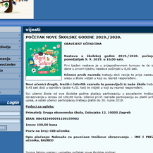 Web-stranica Druge ekonomske škole u Zagrebu (Foto: Screenshot/web-stranica škole)