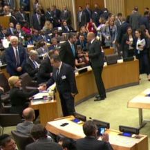 Susret Kolinde Grabar-Kitarović i Ivice Dačića (Foto: screenshot UN)