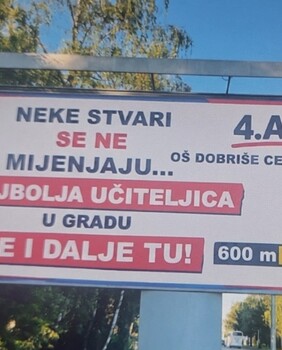 Jumbo plakat za učiteljicu Mihaelu Koren