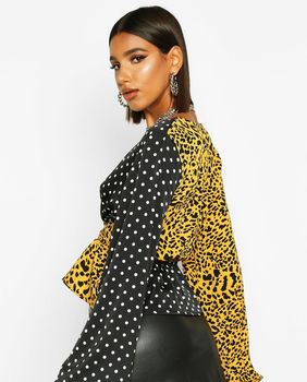 Boohoo bluza točkastog i leopard uzorka - 1