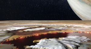 Ilustracija jezera Loki Patera na mjesecu Io