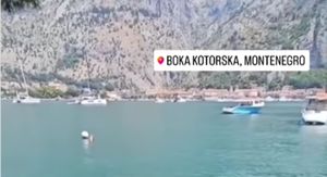 Slika plaže u Crnoj Gori i oznaka lokacije
