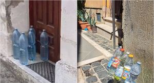 Boce s vodom ispred kuće