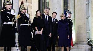 Ana Maslać Plenković i Andrej Plenković s Emmanuelom i Brigitte Macron