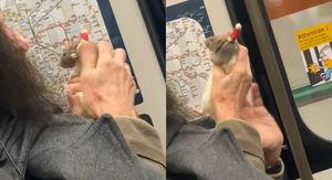 Muškarac sa štakorom u pariškom metrou