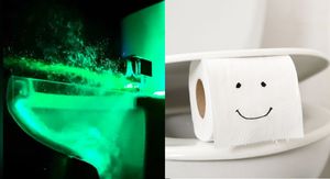 WC osvjetljen laserom i kapljice koje izlaze