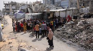 Podjela humanitarne pomoći u Gazi, ilustracija