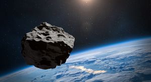 Asteroid iznad planeta Zemlje, ilustracija